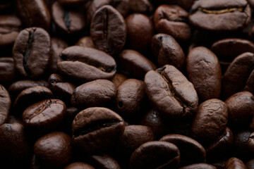 Top view of roasted Coffee Beans for background or banner