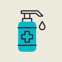 Washing hand with sanitizer liquid soap icon