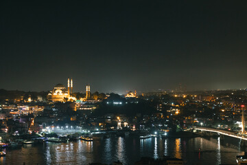Fototapeta na wymiar Istanbul at night. Cityscape of Istanbul from Galata Tower.