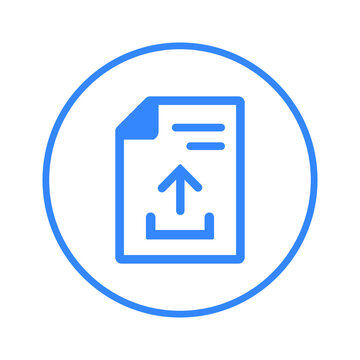 recommend clip art: File, upload icon. Blue vector sketch.