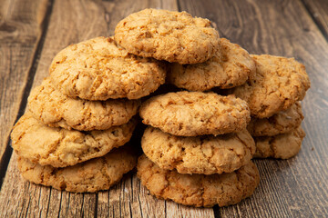 Oatmeal cookies with sunflower seeds. Delicious sweet dessert.