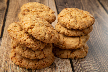 Oatmeal cookies with sunflower seeds. Delicious sweet dessert.