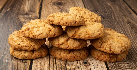 Oatmeal cookies with sunflower seeds. Delicious sweet dessert.