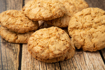 Oatmeal cookies with sunflower seeds. Delicious sweet dessert.