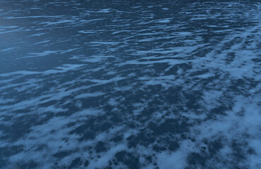 Frozen lake. Blue ice background.