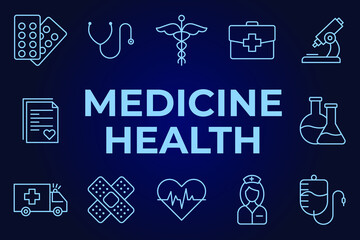 Set of Medicine and Health icon. Medical Assistance pack symbol template for graphic and web design collection logo vector illustration
