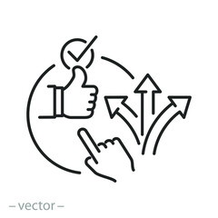 best decision icon, career or pathway choice, recommend future success, good route, thin line symbol on white background - editable stroke vector illustration