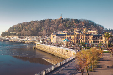 Fototapeta premium High view of Alderdi Eder park at the coast side of Donostia-San Sebastian, at the Basque Country.