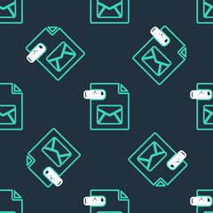 Line EML file document. Download eml button icon isolated seamless pattern on black background. EML file symbol. Vector