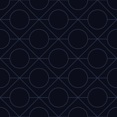 Seamless vector pattern, geometric rhombus with circle pattern in dark color. Pattern included in swatch.