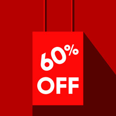 60% Banner Sign Shadow PerCent Off Discount Big Sales. For those who see a good opportunity.