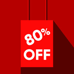 80% Banner Sign Shadow PerCent Off Discount Big Sales. For those who see a good opportunity.