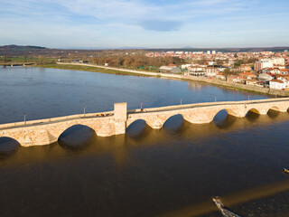 Fototapeta na wymiar Old Bridge) over Maritsa river in town of Svilengrad, Bulgaria