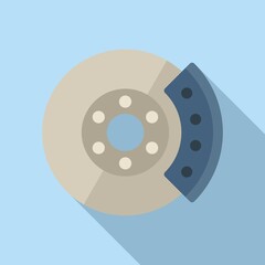 Car brake disk icon flat vector. Disc pad