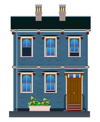 Obraz na płótnie Canvas European two-story house. Vector illustration isolated on white background.