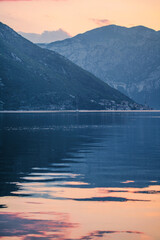 sea sunset on mountains background. Montenegro