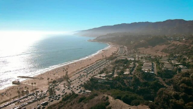 Aerial of Pacific Palisades, Santa Monica, Los Angeles