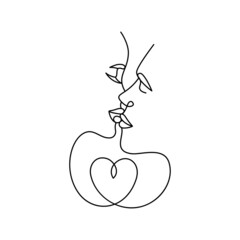 Abstract couple on white in a line art style.