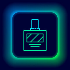 Glowing neon line Aftershave icon isolated on black background. Cologne spray icon. Male perfume bottle. Colorful outline concept. Vector