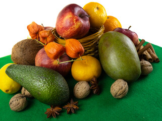 image of different ripe delicious fruits close-up