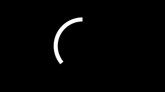 Animation of a circular loading on a black background. Video 4K 30 frames per second.