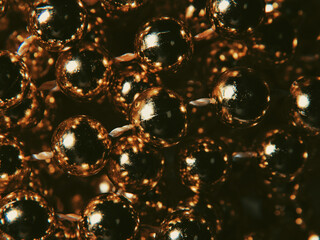 macro photo of golden balls. abstract photo with golden background
