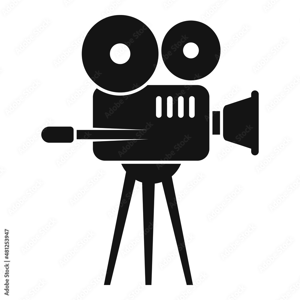 Wall mural movie camera icon simple vector. film cinema