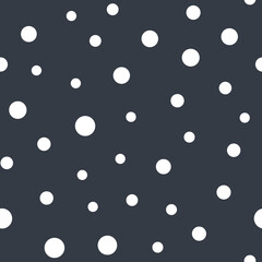 Simple vector seamless pattern with white circles on a blue background.