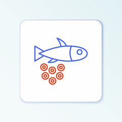Line Fish with caviar icon isolated on white background. Colorful outline concept. Vector