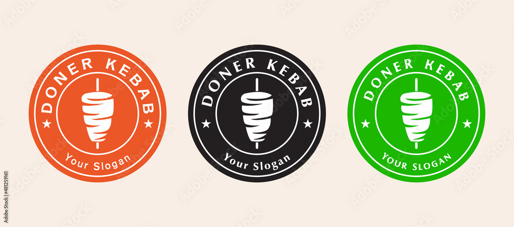 Wall mural doner kebab logo for restaurants and markets. doner kebab logo template. eps10 vector illustration.