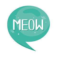 meow lettering in bubble