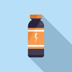 Protein bottle icon flat vector. Sport nutrition