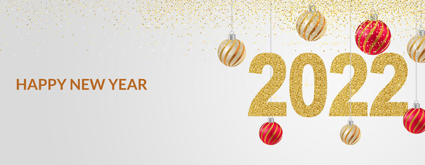 2022 Happy New  Year  in golden design, Holiday greeting card design