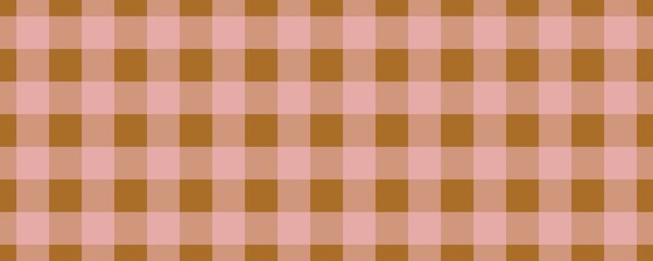 Banner, plaid pattern. Brown on Pink color. Tablecloth pattern. Texture. Seamless classic pattern background.