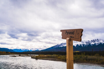 signpost in the mountains
