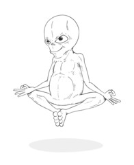 Yoga alien to coloring