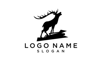 illustration vector graphic of deer roaring on a cliff.