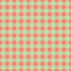 Plaid pattern. Salmon on Mint color. Tablecloth pattern. Texture. Seamless classic pattern background.