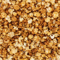 background of caramel popcorn close up, sweet snacks