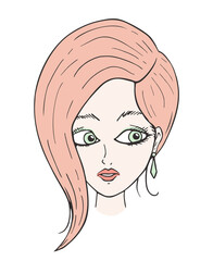 Cute red hair woman draw