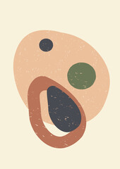 Abstract modern aesthetic background with sliced avocado. Trend illustration in earth colors for wall decoration