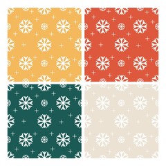 set of seamless endless patterns with snowflakes and stars for wrapping