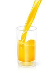 Glass for drink with orange juice. Kitchen tableware. Isolated on white background. Eps10 vector illustration.