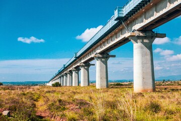 Scenic view of the Nairobi Mombasa Standard Gauge Railway line seen from Nairobi National Park, Kenya