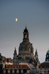 Panoramic view of Dresden's architecture with Elbe river bank in Dresden, Saxony, Germany