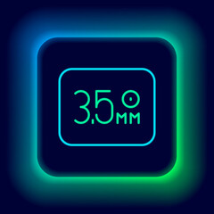 Glowing neon line Audio jack icon isolated on black background. Audio cable for connection sound equipment. Plug wire. Musical instrument. Colorful outline concept. Vector