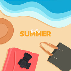 Hello summer summer objects in the beach