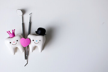 Dental Valentine card. Valentine's day concept.
