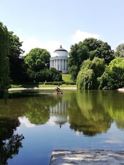 Obraz premium A city in Poland, Warsaw. Capitol city. City center. Saski Garden. Beautiful park.