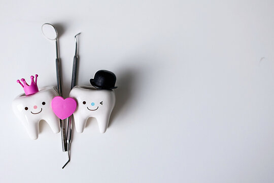 Dental Valentine card. Valentine's day concept.